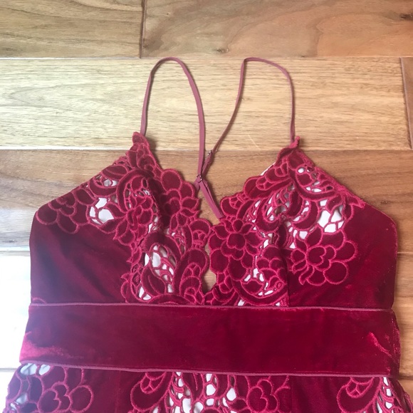 Free People x Saylor Logan Velvet Lace Mini Dress Size L - Picture 4 of 14